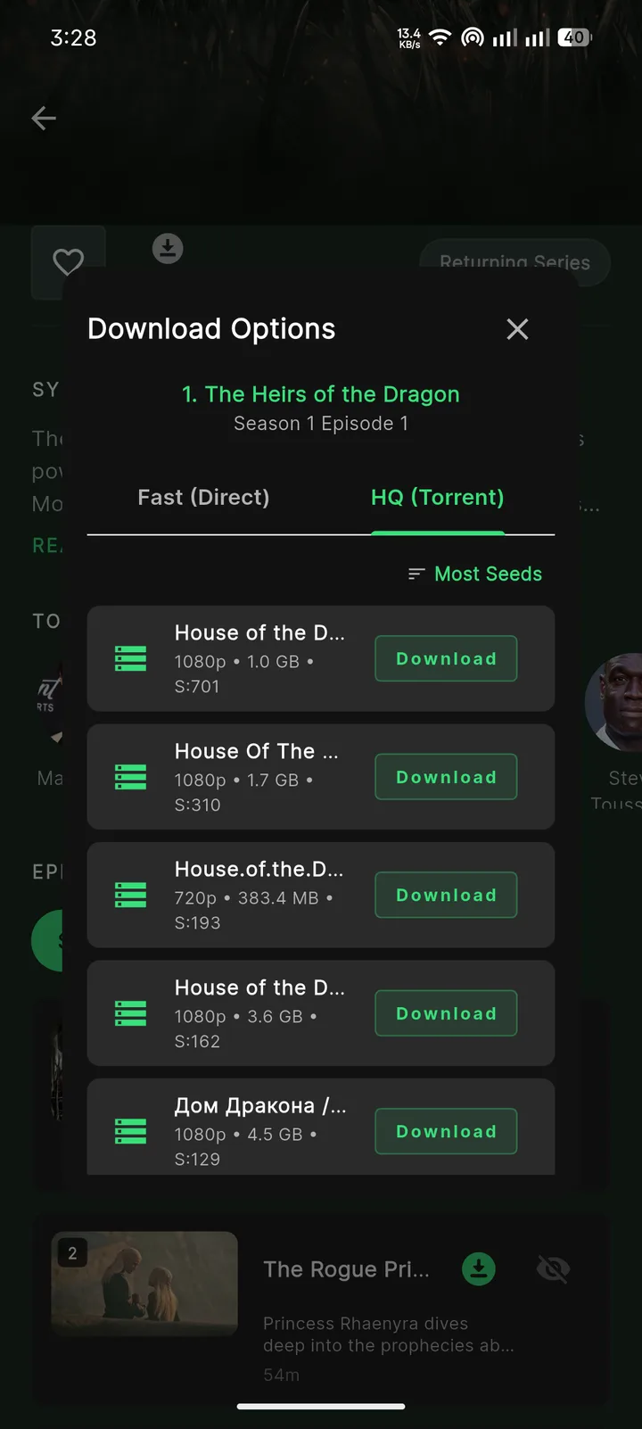 Download options: fast direct or HQ torrent